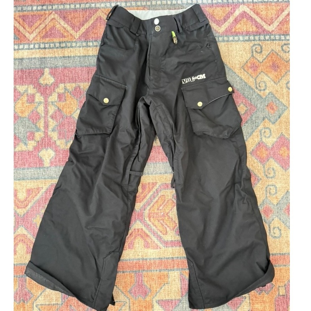 Volcom Youth Black Snow‎ Pants Winter Skiing Snowboarding Cargo Pockets